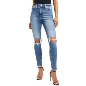 NWT Good American Women's Good Waist Distressed Jeans-Blue-Size 10